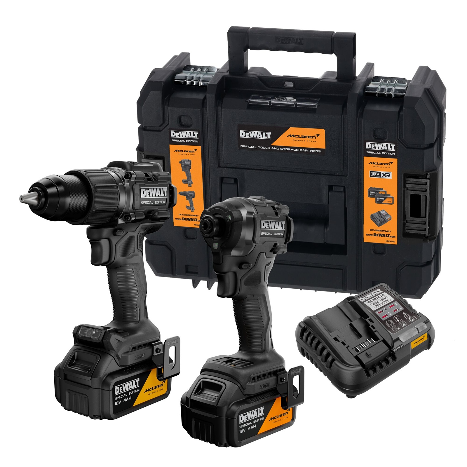Verktygspaket Dewalt DCK2222MM2T (DCD86 + DCF86); 18 V; 2x4,0 Ah batt.