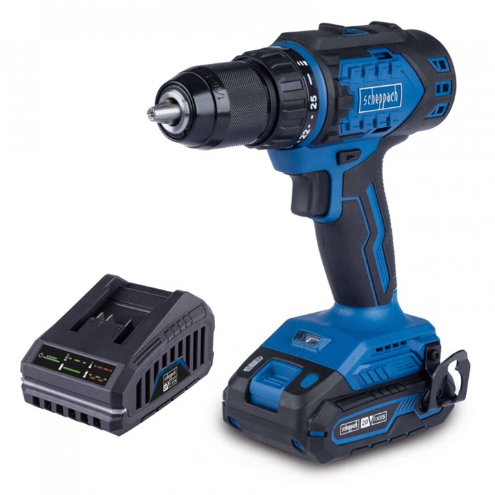Skruvdragare/borr Scheppach BC-DD60-X; 20 V; 1x2,0 Ah batt.