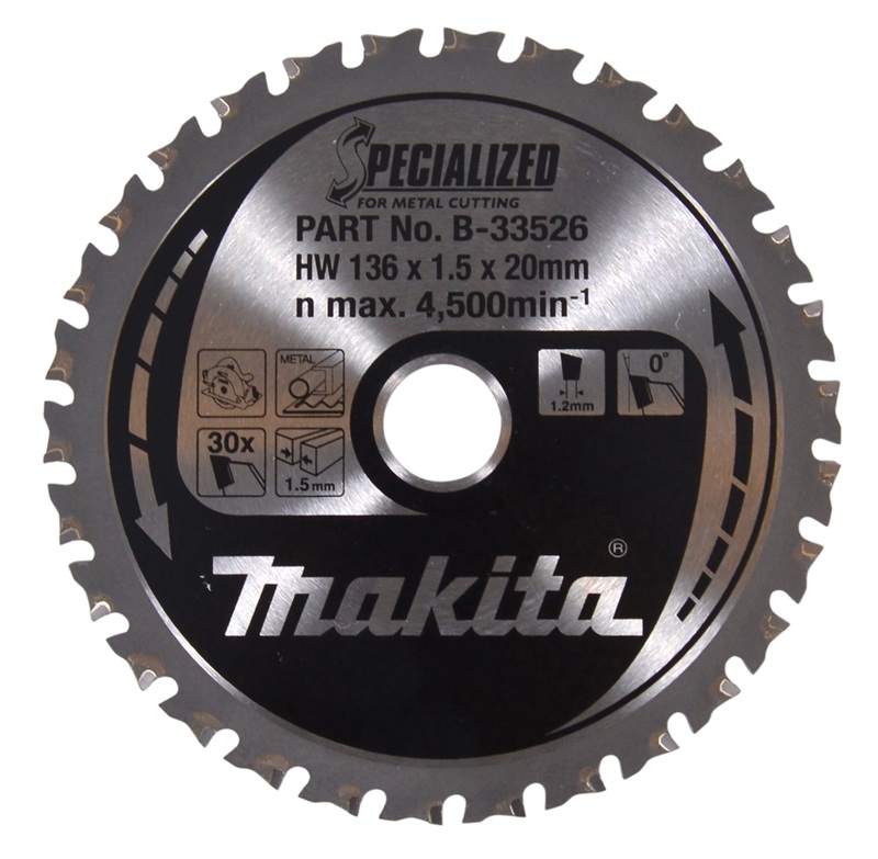 Sågklinga för metall Makita B-33526; 136x1,5x20,0 mm; Z30; 0°