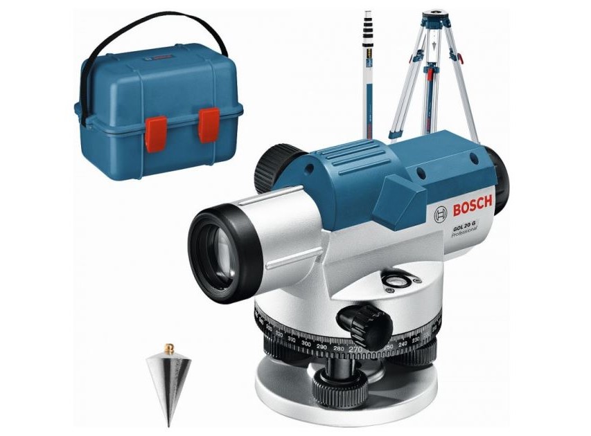 Optiskt nivelleringsinstrument Bosch GOL 20 G + tillbehör