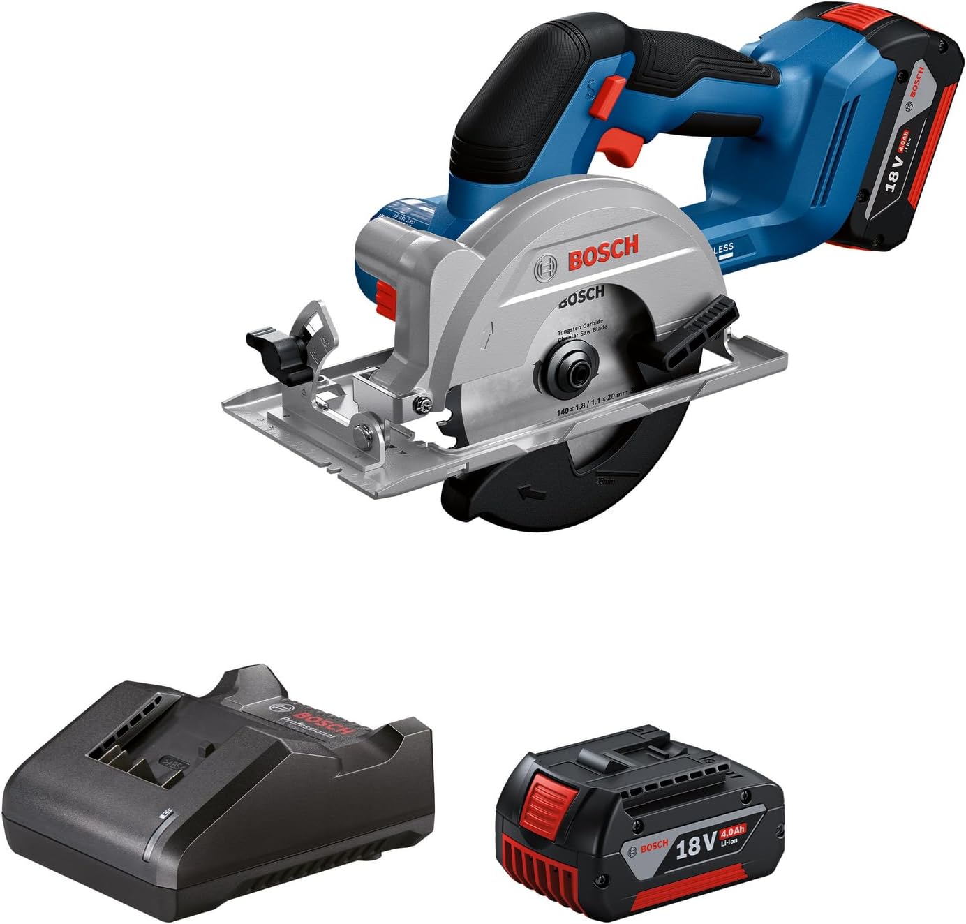 Batteridriven cirkelsåg Bosch GKS 18V-51 Professional; 18 V; 2x4,0 Ah batt.