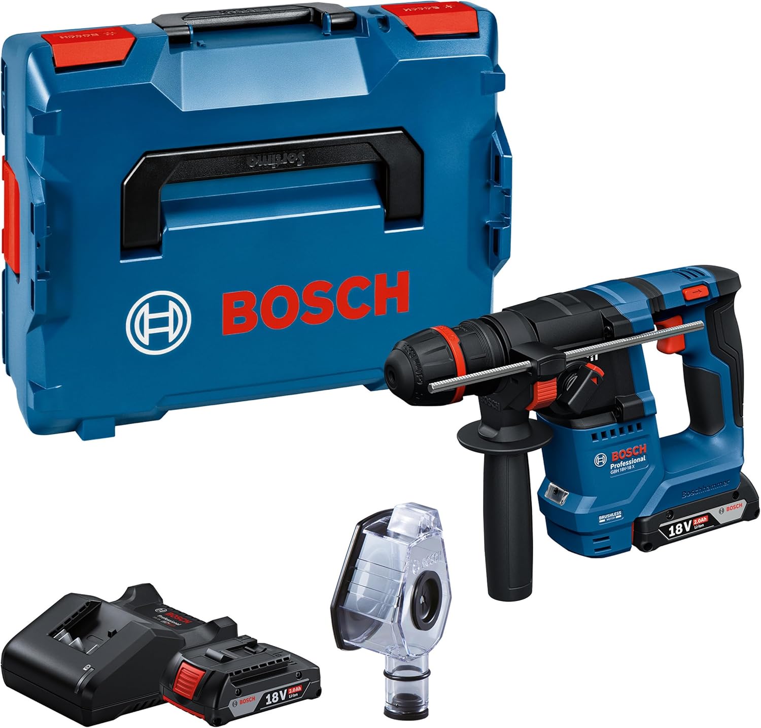 Batteridriven borrhammare  Bosch GBH 18V-18 X Professional; 1,5 J; 18 V; 2x2,0 Ah batt.