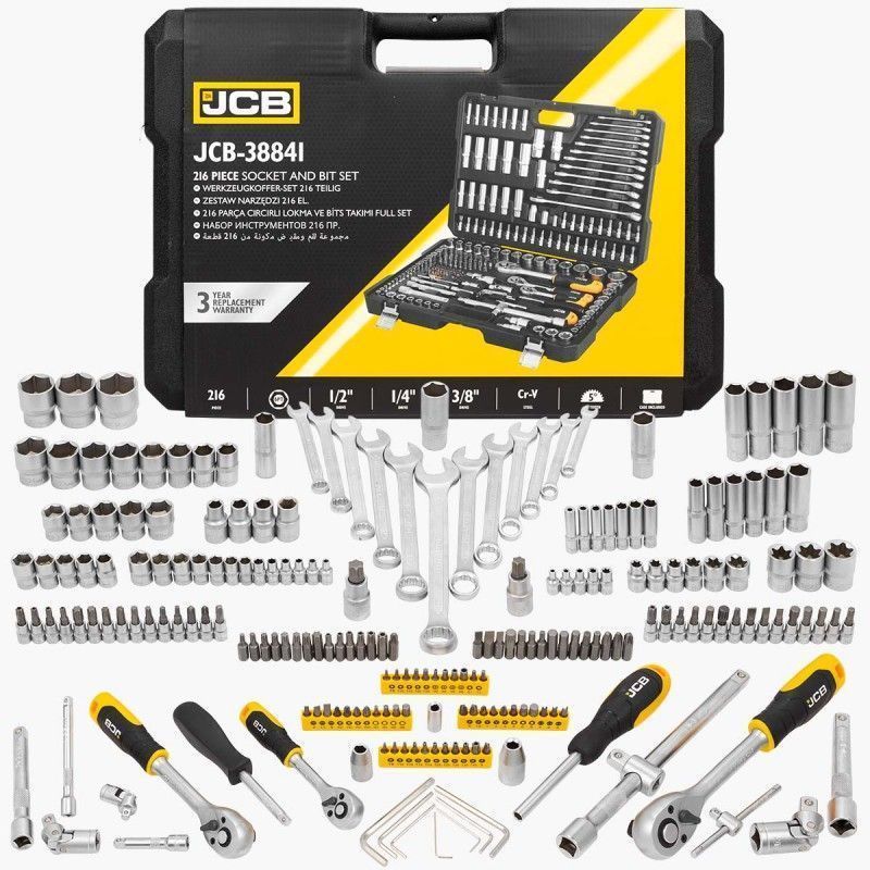 Verktygspaket JCB 38841; 1/4''; 3/8''; 1/2''; 216 st.