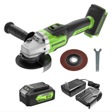 Vinkelslip Greenworks GD24AGK4; 24 V; 1x4,0 Ah batt.