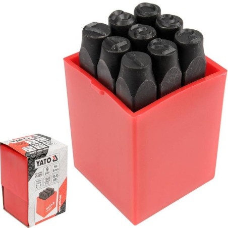 Set av sifferstansar Yato YT-6855; 8 mm; 9 st.