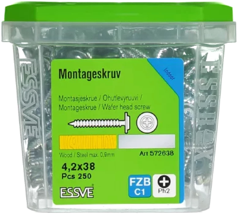 Skruv Essve 572638; 4,2x38 mm; PH2; 250 st.