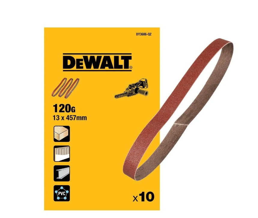 Slipbandssats DeWalt DT3606-QZ; 13 mm; 457 mm; 120; 10 st.