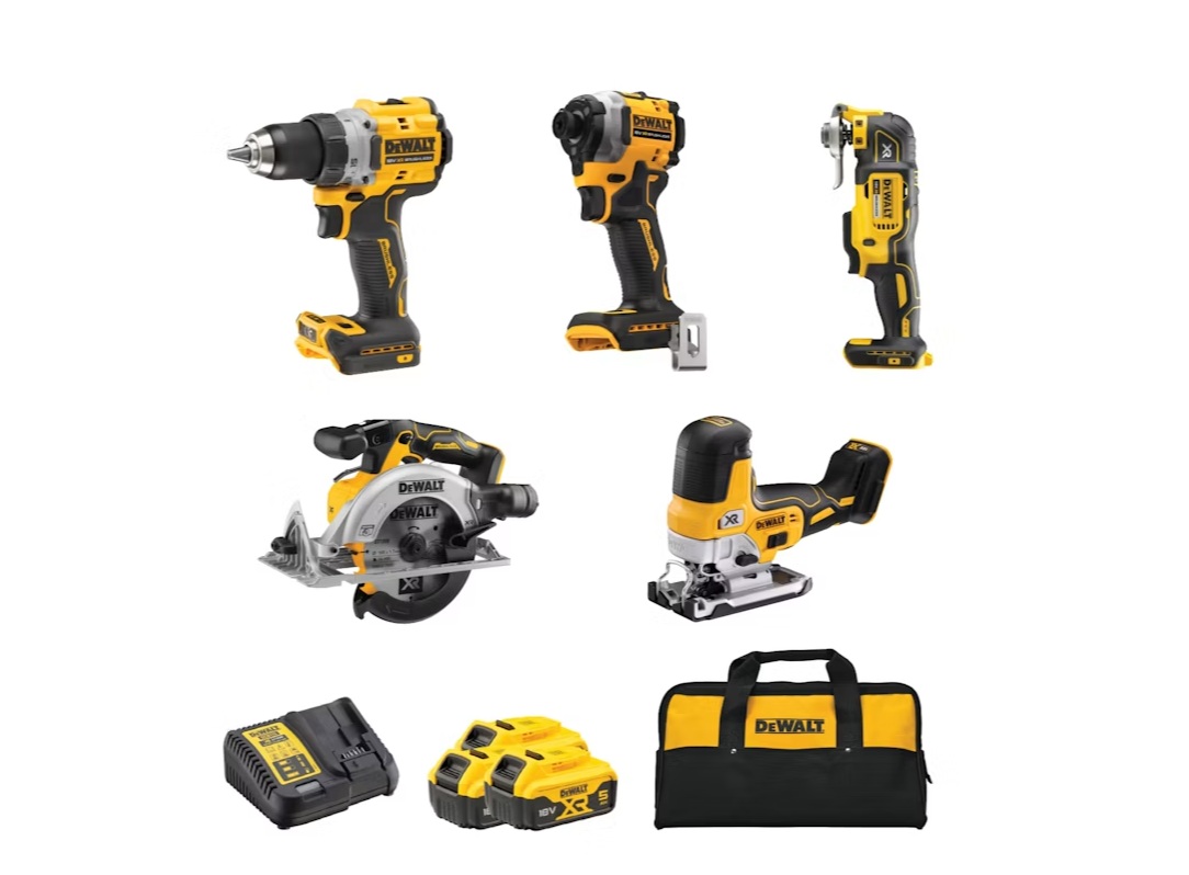 Verktygspaket DeWalt DCK502P3-QW; 18 V; 90 Nm; 208 Nm; 165 mm; 3x5,0 Ah batt.