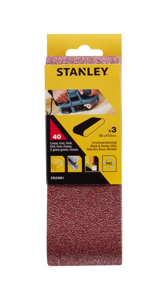 Slipbandssats Stanley STA33061-XJ; 65x410 mm; P40; 3 st.