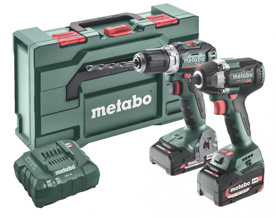 Verktygspaket Metabo BS 18 L BL + SSW 300; 18 V; 300 Nm; 1x5,2 Ah; 1x2,0 Ah batt.