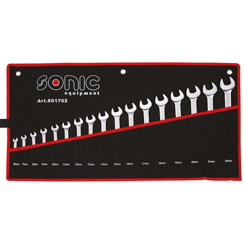 Set med kombinycklar Sonic Equipment 601702; 6-22 mm; 17 st.