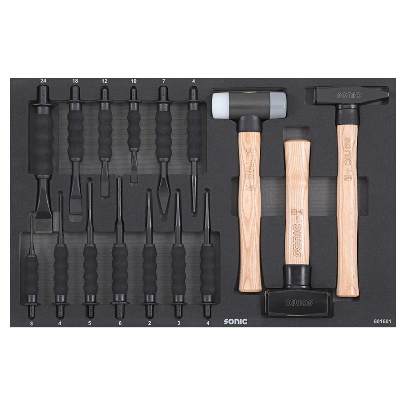 Hammar- och mejselset Sonic Equipment 601601; 16 st.