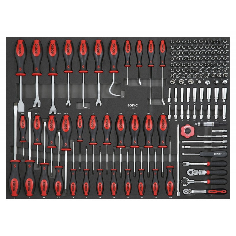 Verktygspaket Sonic Equipment 114101; 1/4''; 3/8''; 1/2''; 141 st.