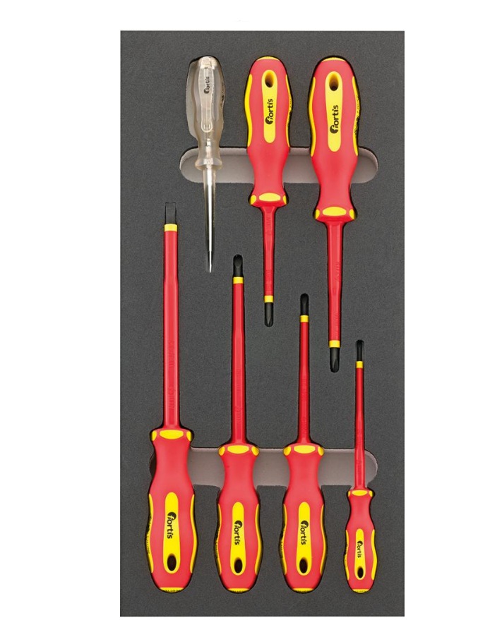 Set av isolerade (1 000 V) skruvmejslar Fortis 4063726002419; 7 st.