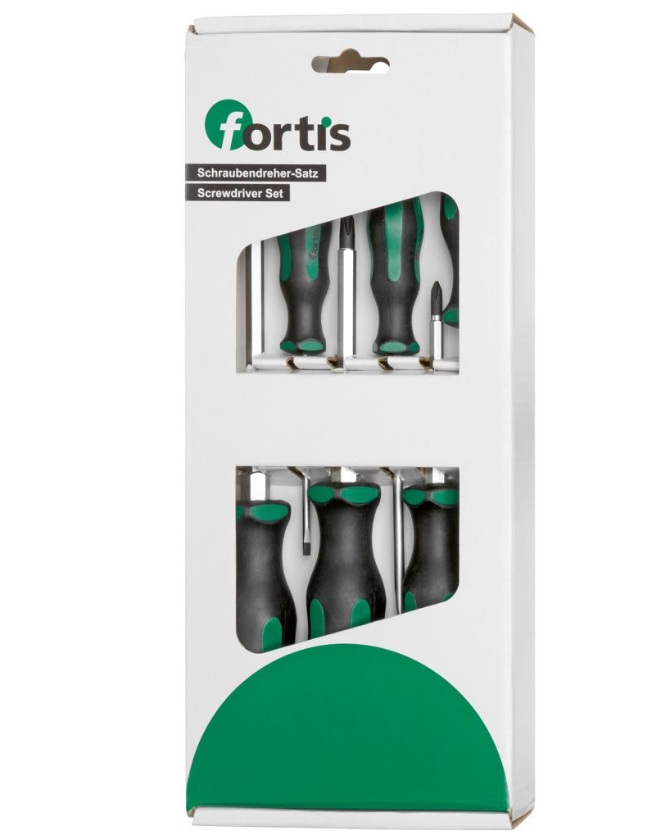 Skruvmejselsats Fortis 4317784730143; PH; SL; 6 st.