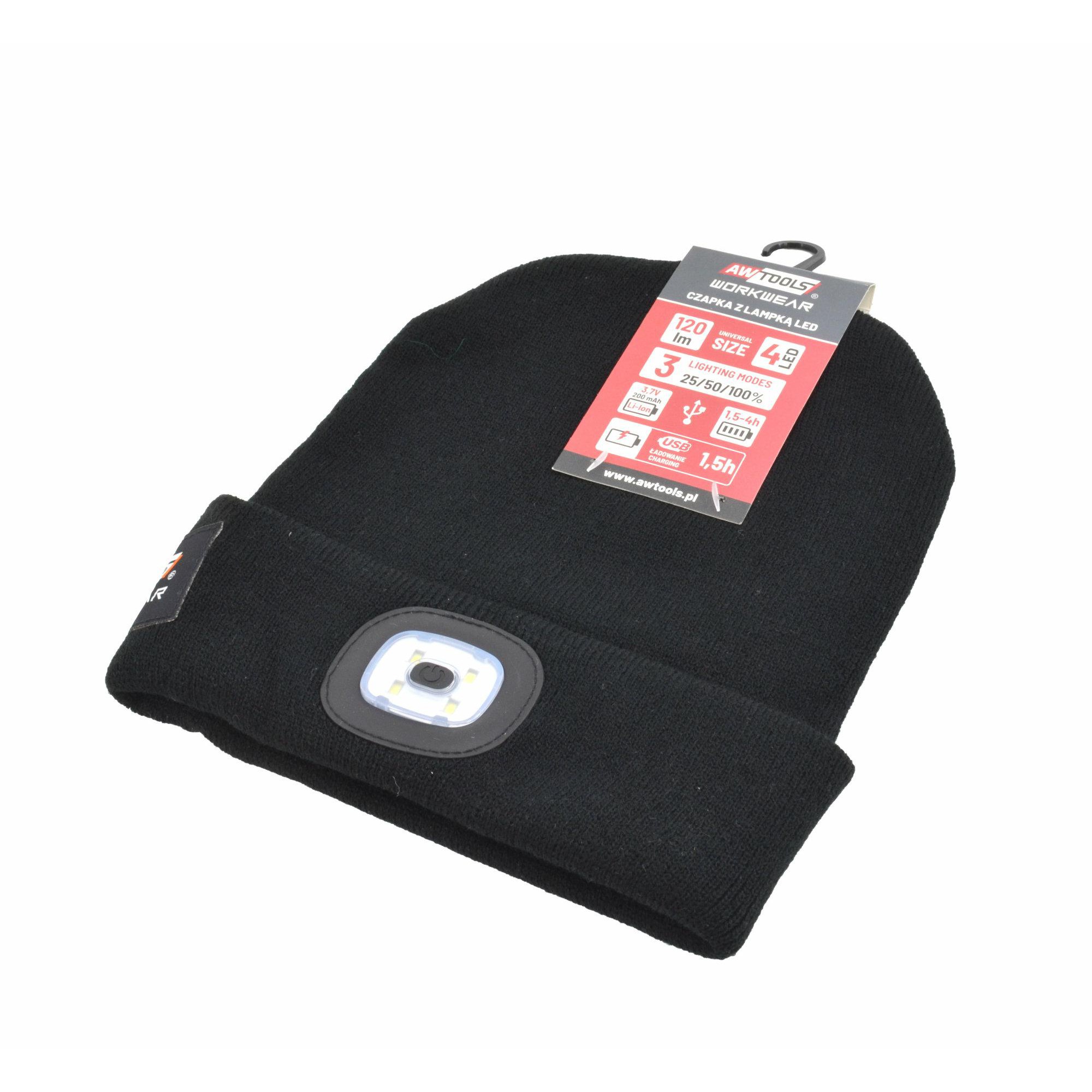 Keps AWTools AW02150; LED; USB; 120 lm svart