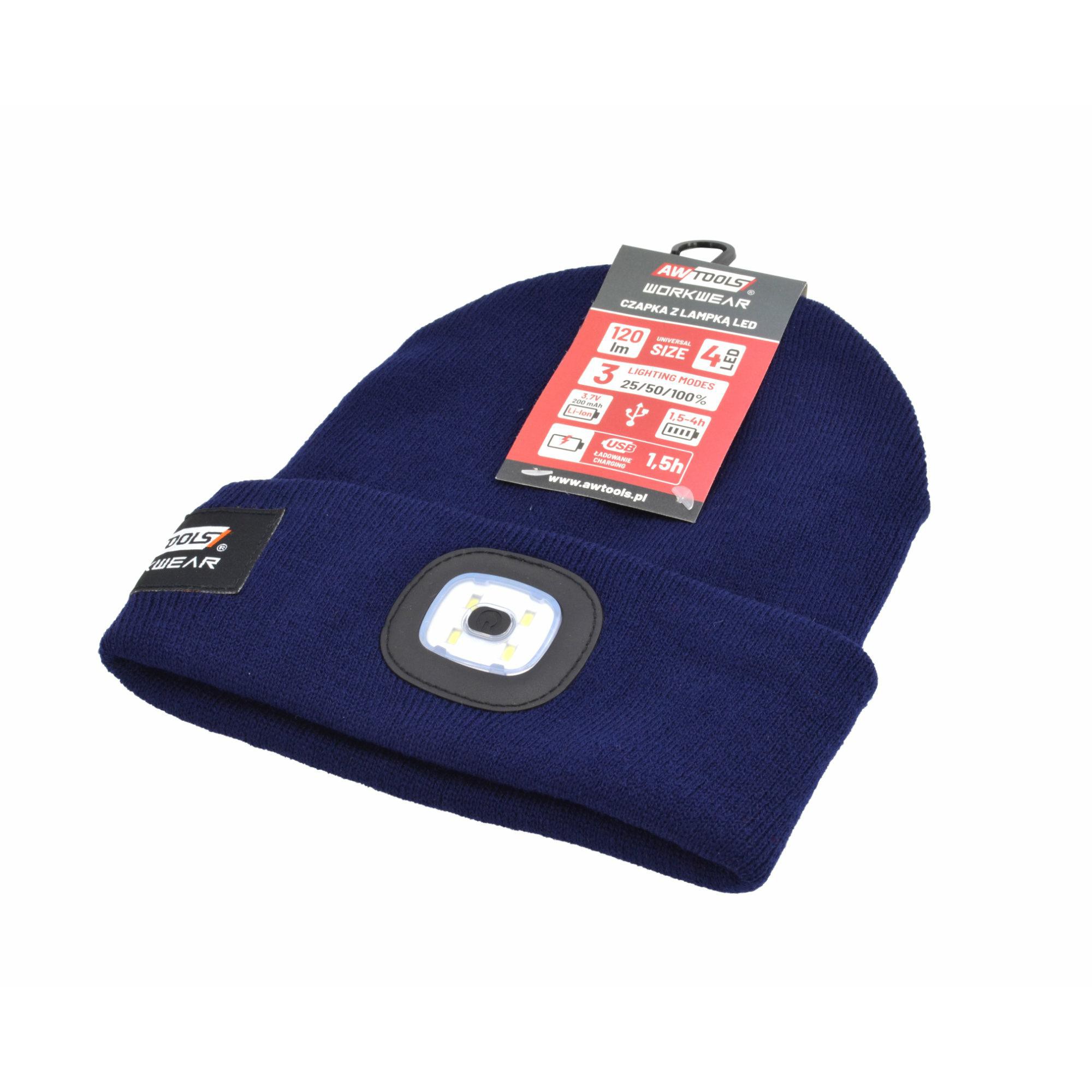 Keps AWTools AW02152; LED; USB; 120 lm blå