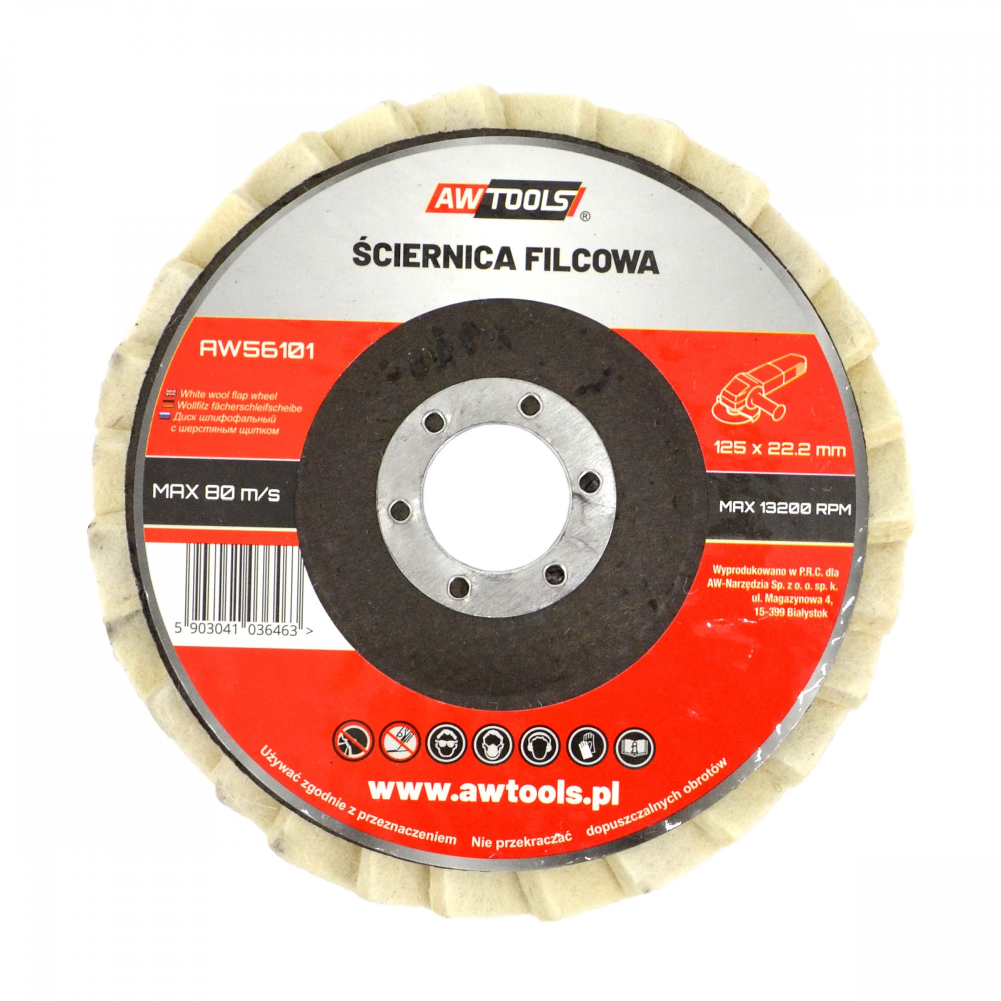 Filt skiva AWTools AW56101; 125x22,22 mm