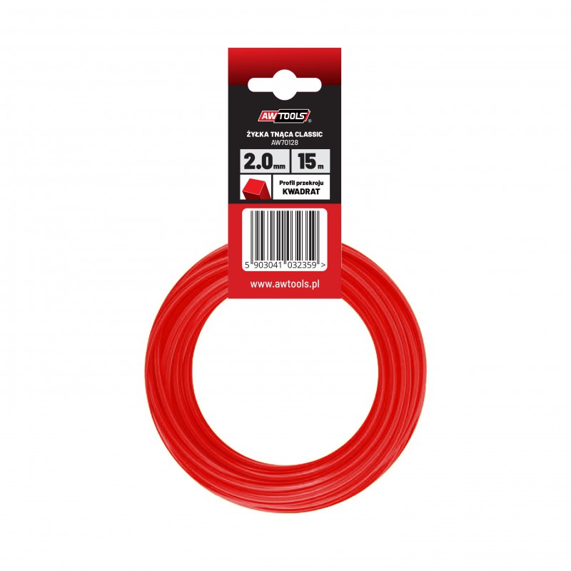 Trimmertråd AWTools AW70128; (2 mm/15 m) orange, 4 -kants