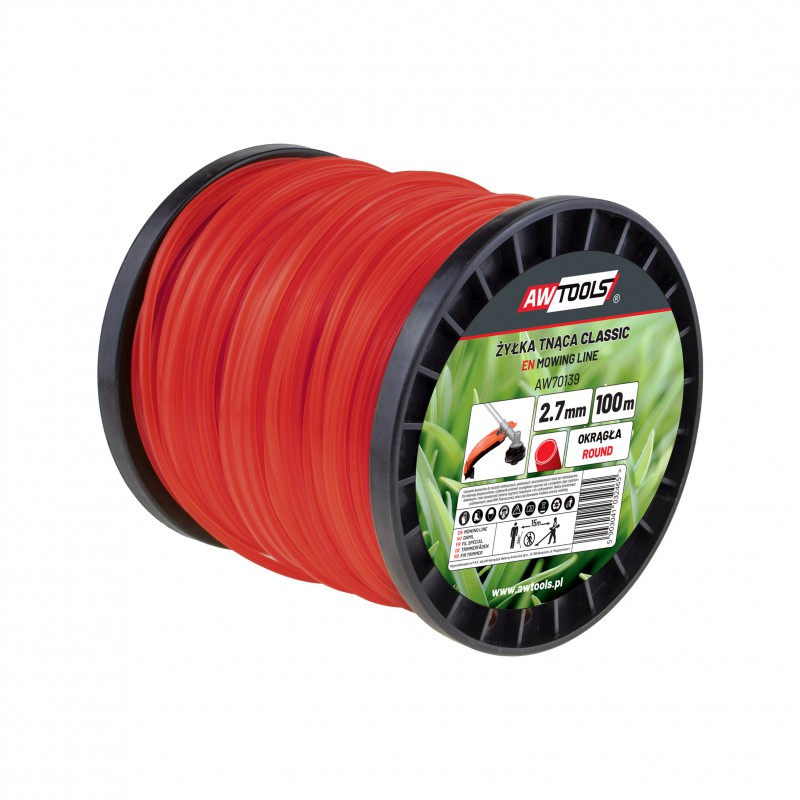 Trimmertråd AWTools AW70138; (2,4 mm/100 m) orange, rund