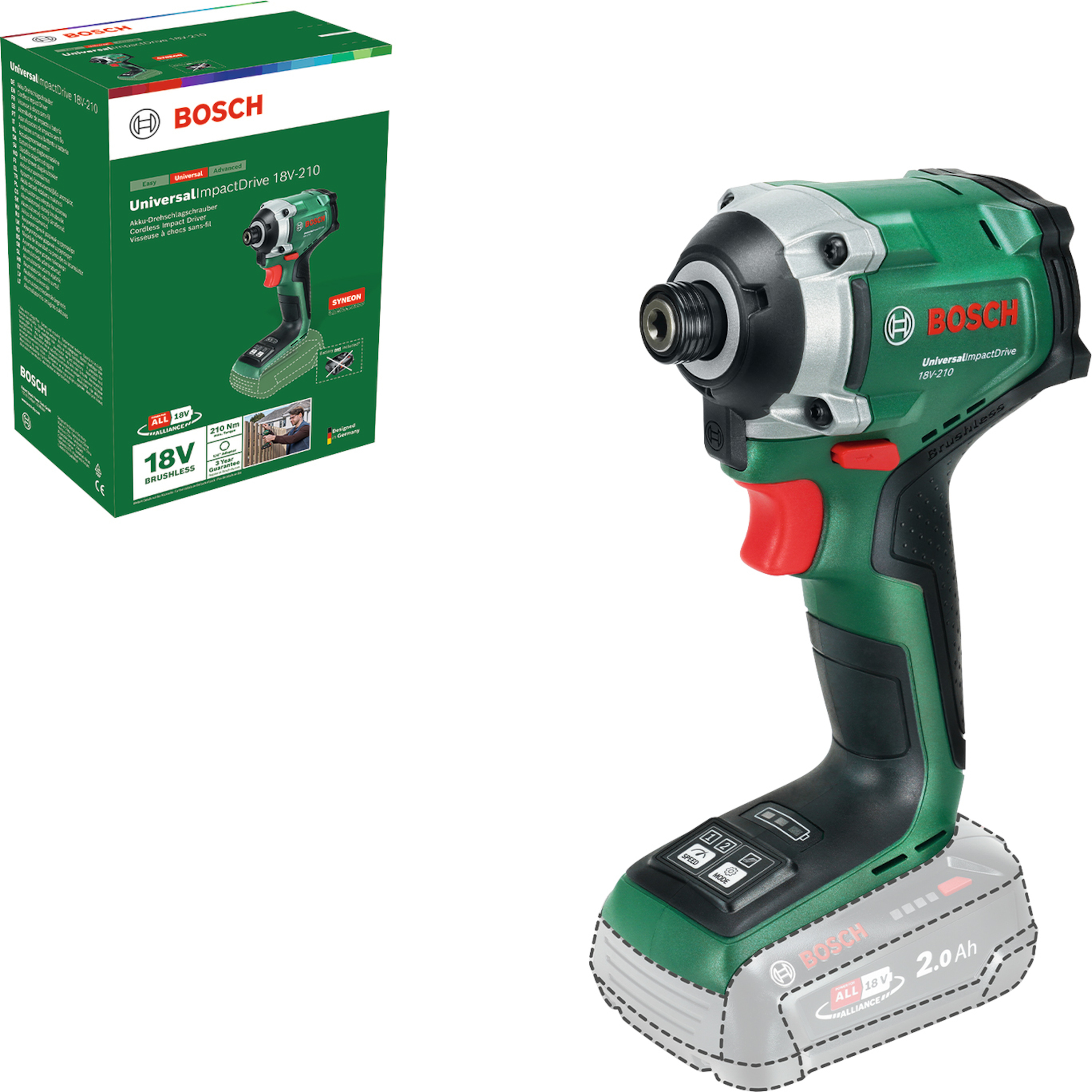 Slagmutterdragare Bosch UniversalImpactDrive 18V-210; 18V (utan batteri och laddare)