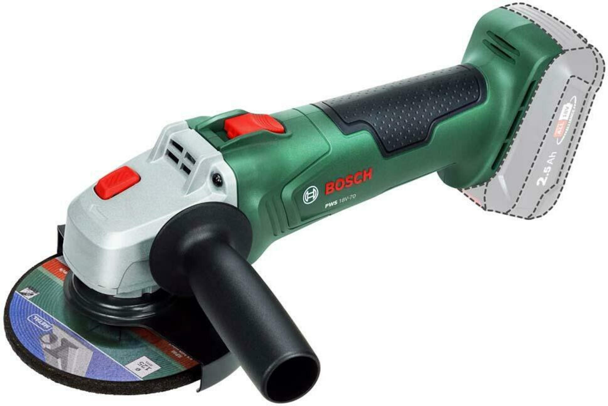 Vinkelslip Bosch PWS 18V-70; 115 mm (utan batteri och laddare)