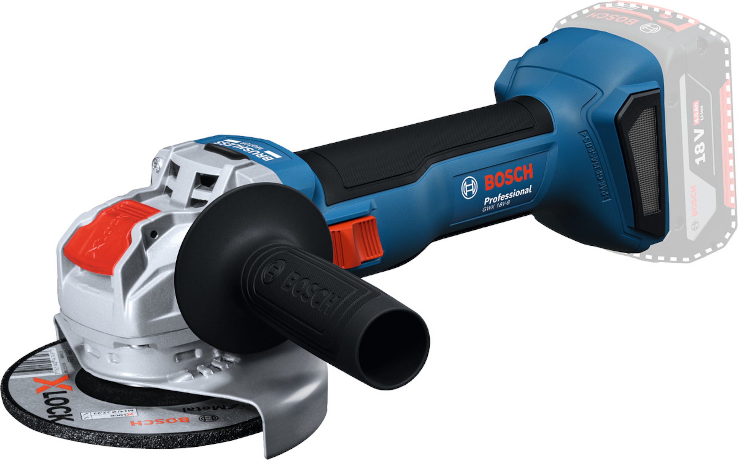 Vinkelslip Bosch GWX 18V-8 XLOCK; 18 V; 125 mm (utan batteri och laddare)