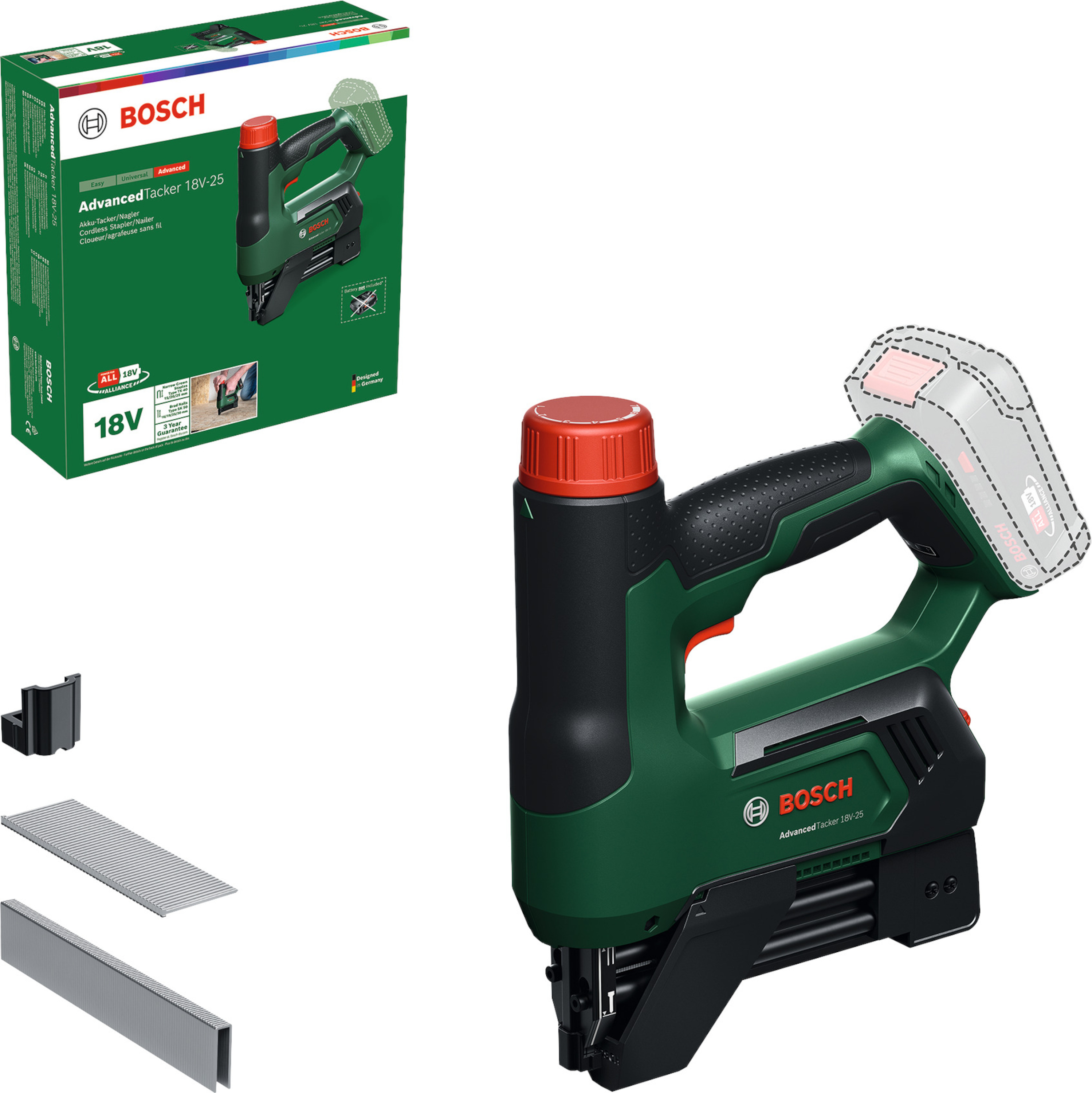 Batteridriven häftpistol Bosch AdvancedTacker 18V-25; 18 V (utan batteri och laddare)