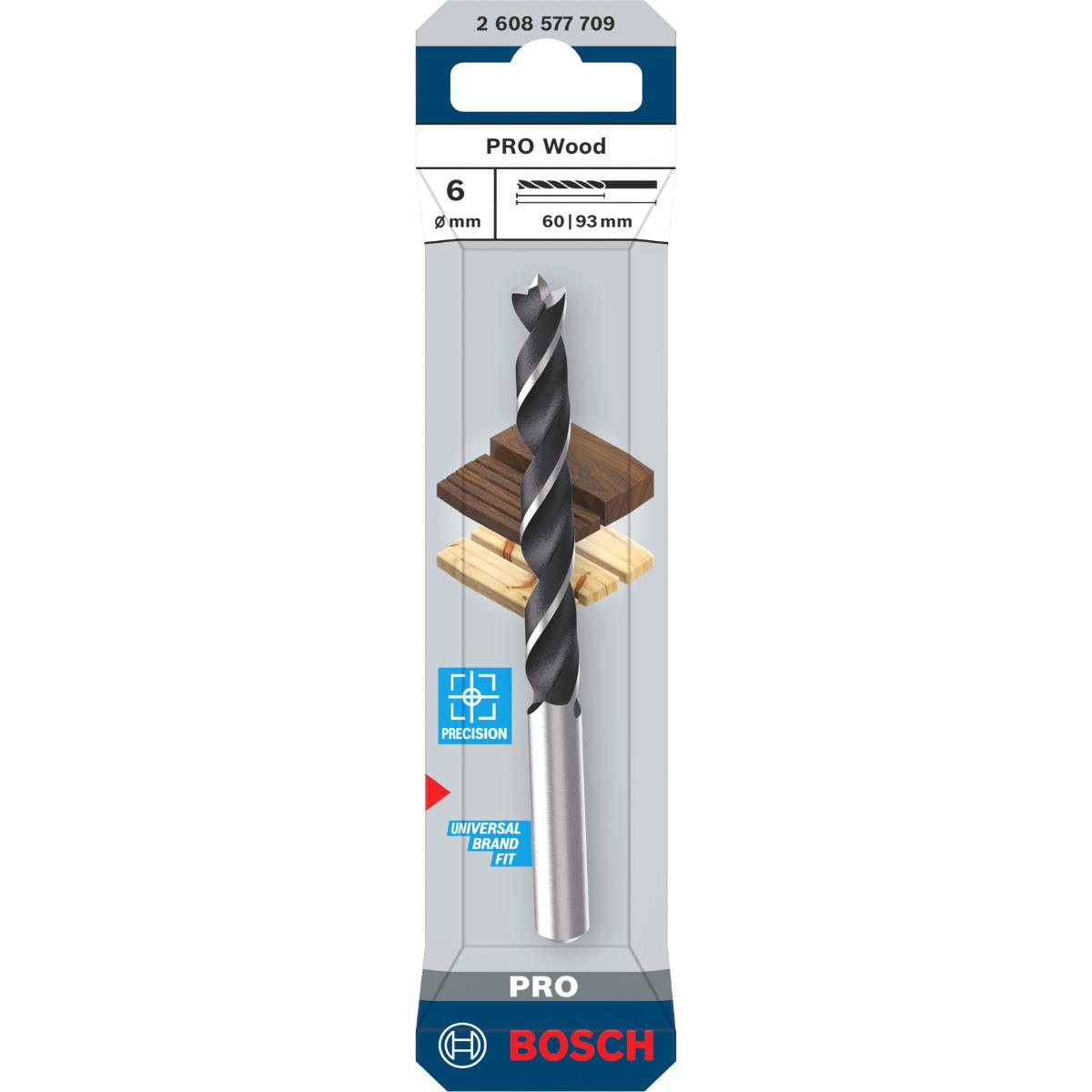 Borr för trä Bosch PRO; Wood wood drill; HSS; 6x57x93xmm