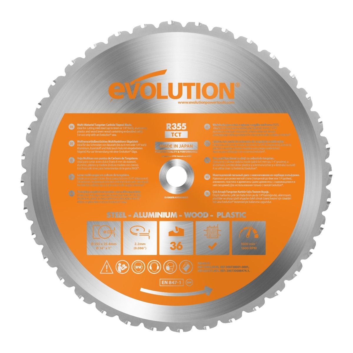 Sågklinga Evolution EVO-355-MULTI; 355 mm; Z36