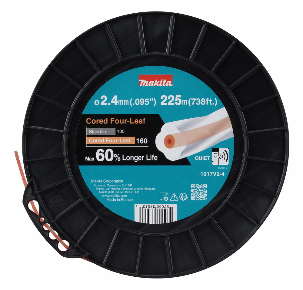 Trimmertråd Makita 1917V2-4; (2,4 mmx225 m); röd