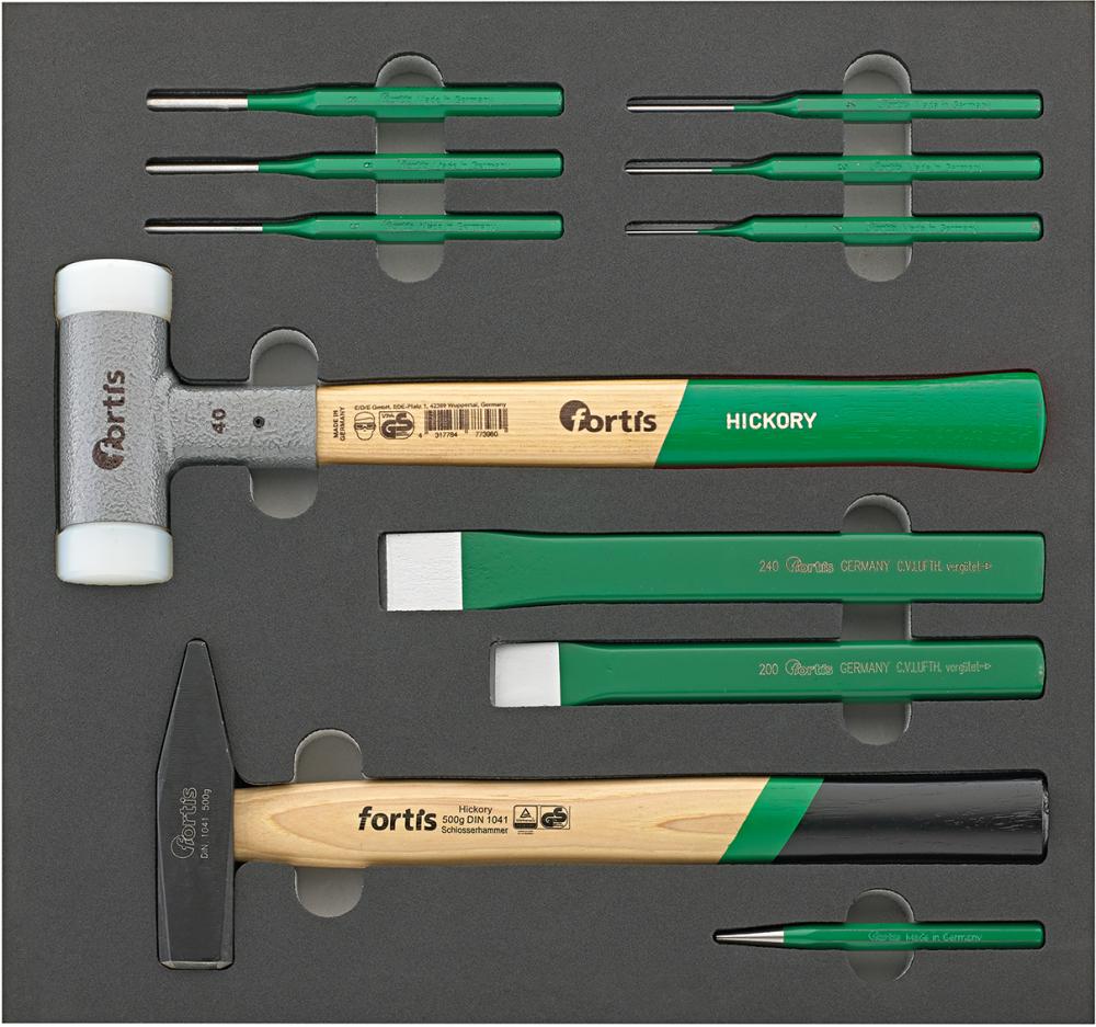 Verktygspaket Fortis 4063726002280; 375x390x30 mm; 11 st.