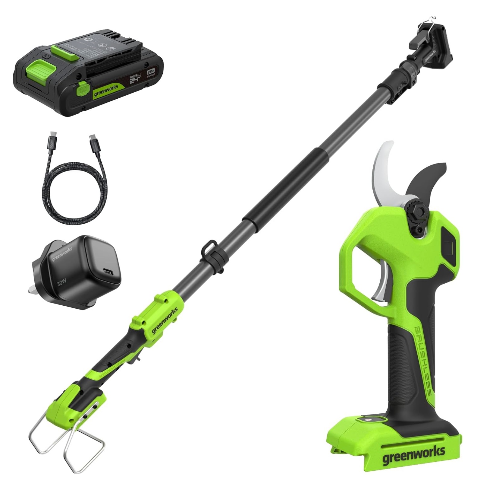 Klippare Greenworks LP24BLA1; 24 V; 1x2,0 Ah batt.