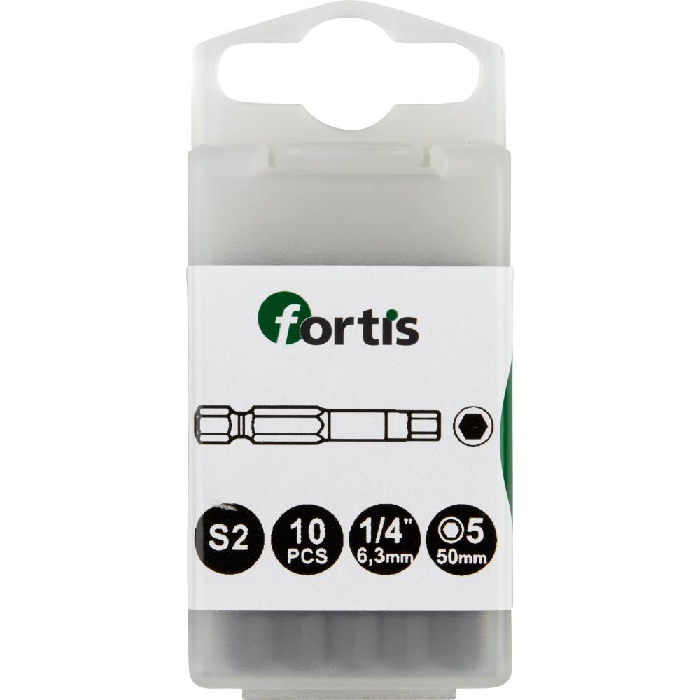 Bitssats för skruvmejsel Fortis 4317784728911; 1/4''; 3 mm; 50 mm; 10 st.