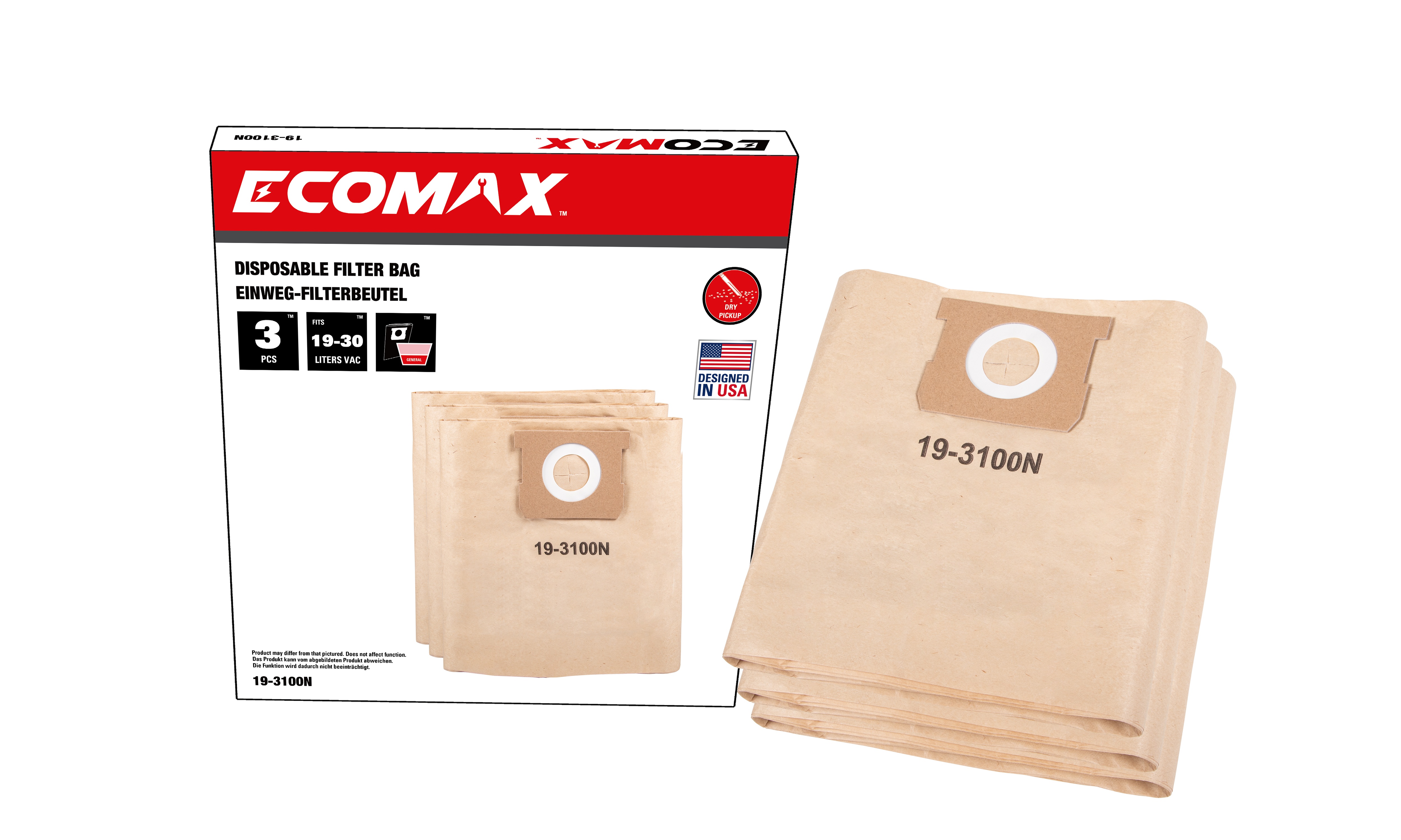 Dammsugarpappersfilter Ecomax 19-3100N; 3 st.