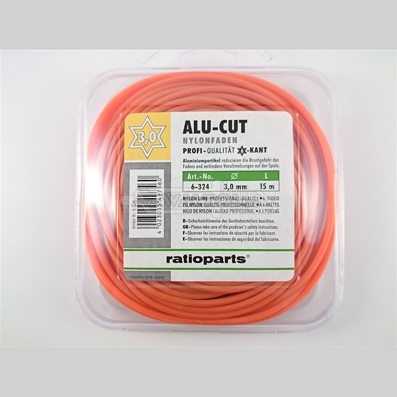 Trimmertråd AluCutline (3,0 mm/15 m) orange, 6-kants