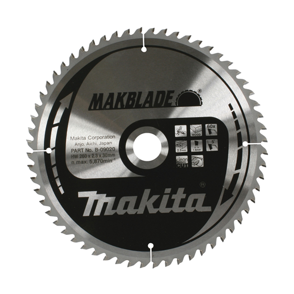 Sågklinga för trä Makita MAKBLADE; 260x2,3x30,0 mm; Z64; 5°