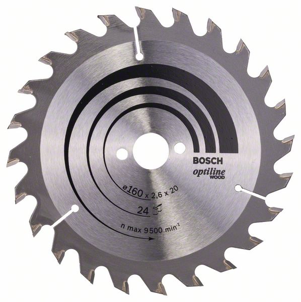 Sågklinga för trä Bosch OPTILINE WOOD; 160x2,6x20,0 mm; Z24; 15°