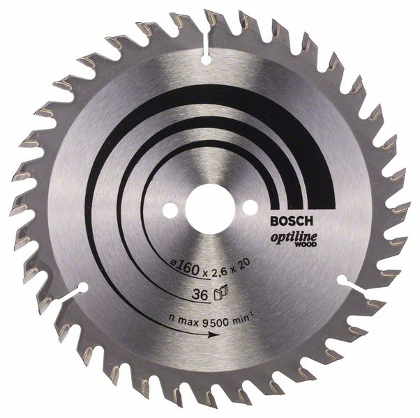 Sågklinga för trä Bosch OPTILINE WOOD; 160x2,6x20,0 mm; Z36; 15°