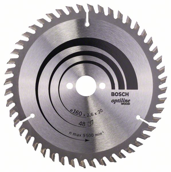 Sågklinga för trä Bosch OPTILINE WOOD; 160x2,6x20,0 mm; Z48; 15°