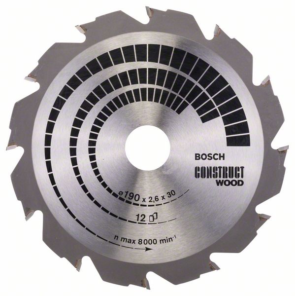 Sågklinga för trä Bosch CONSTRUCT WOOD; 190x2,6x30,0 mm; Z12; 12°