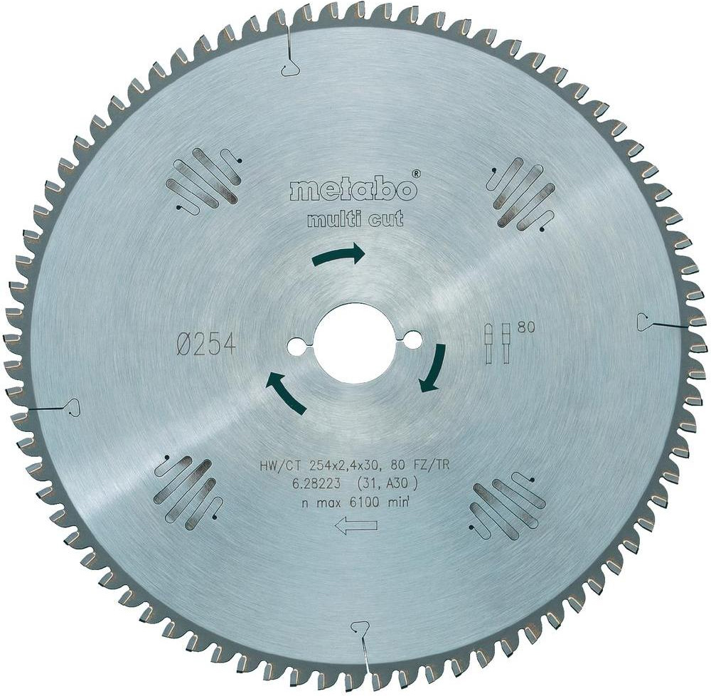 Universal sågklinga Metabo; 254x2,4x30,0 mm; Z80; -5°