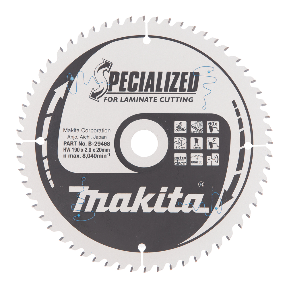 Sågklinga för laminat Makita; 190x2x20,0 mm; Z60; 5°