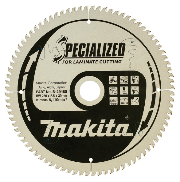 Sågklinga för laminat Makita; 250x2,5x30,0 mm; Z84; 5°