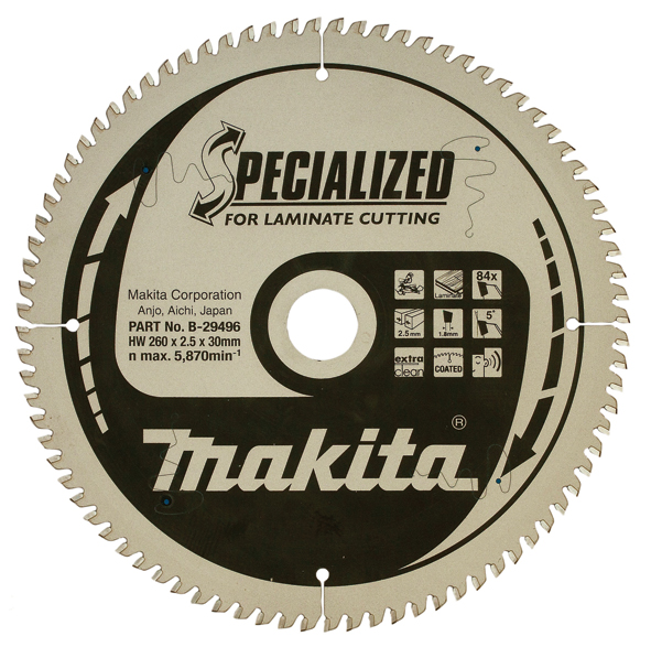 Sågklinga för laminat Makita; 260x2,5x30,0 mm; Z84; 5°