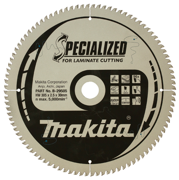 Sågklinga för laminat Makita; 305x2,5x30,0 mm; Z96; 5°