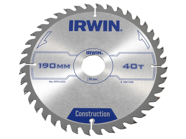 Sågklinga för trä Irwin; 190x2,5x30,0 mm; Z40