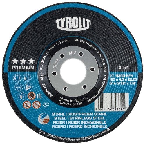 Slipskiva Tyrolit A 30 Q BFX; 125x4 mm; 1 st.