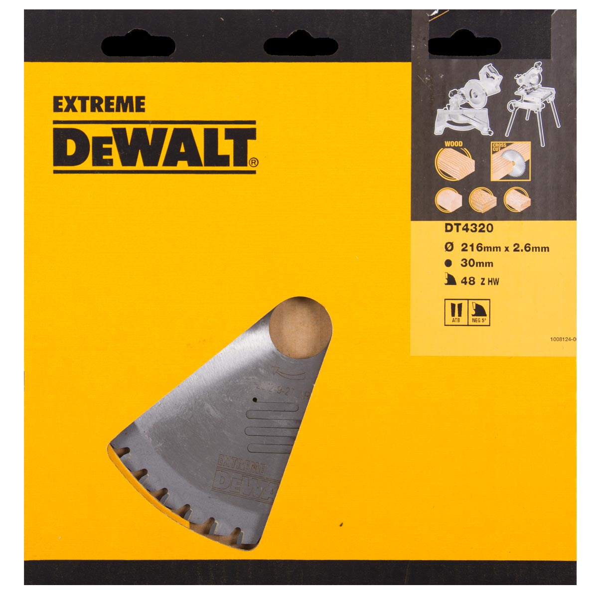 Sågklinga för trä DeWalt; 216x2,6x30,0 mm; Z48; -5°