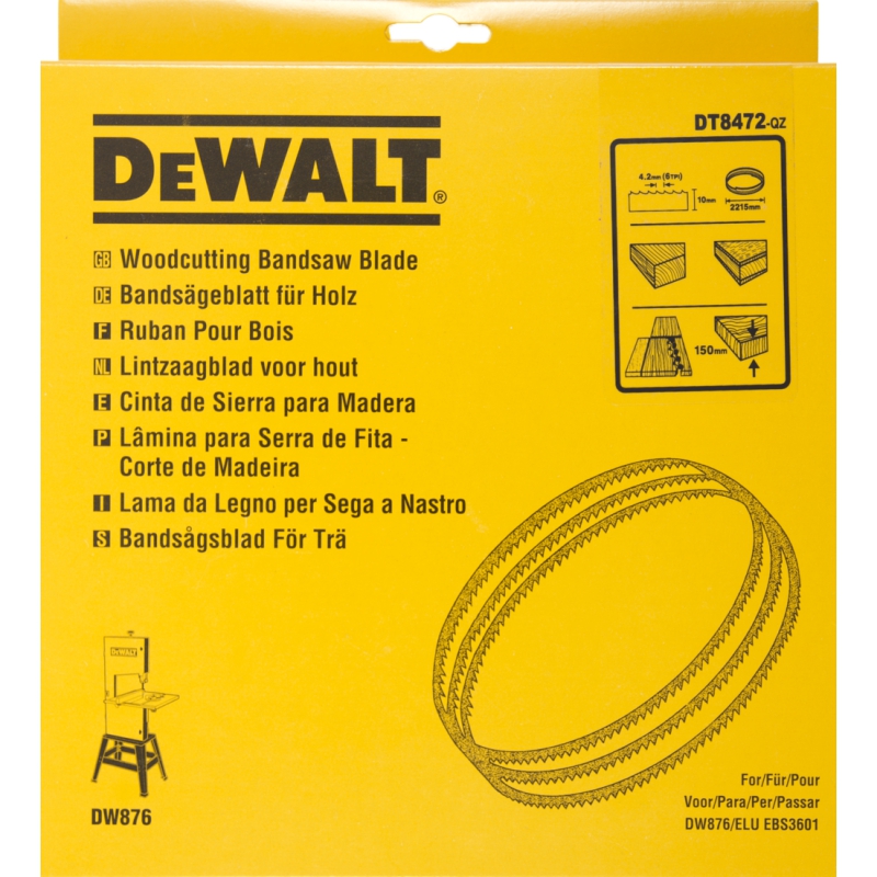 Sågblad för bandsåg DeWalt; 2215x10x0,4 mm; 6 TPI; 1 st.